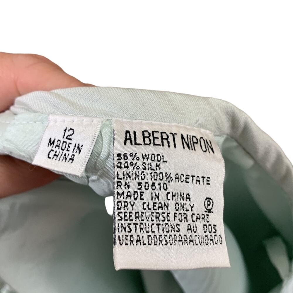 Albert Nipon Wool/Silk Silver Pencil Skirt - image 2